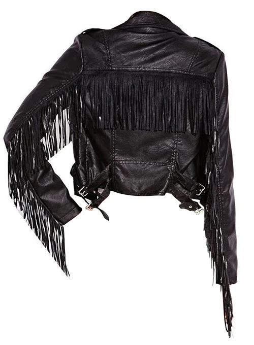 Leather Fringes Jacket #1008 - Click Image to Close