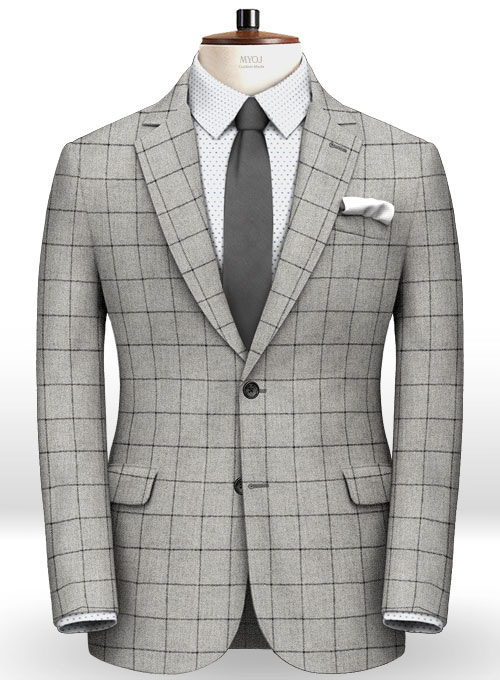 Light Weight Checks Light Gray Tweed Jacket