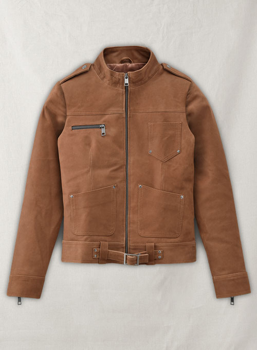 Light Vintage Tan Hide Jennifer Morrison Leather Jacket #2 - Click Image to Close