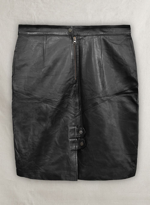 Black Matilda Leather Skirt - # 407 - L Regular