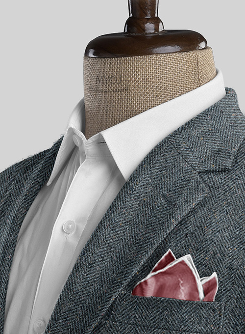 Mid Blue Herringbone Flecks Donegal Tweed Jacket