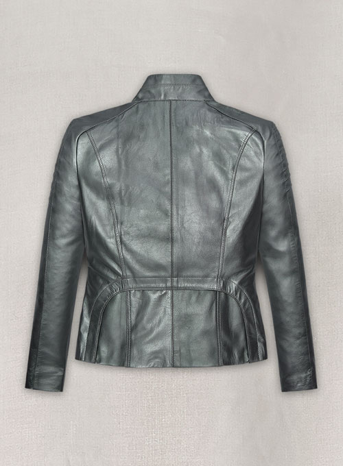 Metallic Lurex Gray Leather Jacket # 265 - Click Image to Close