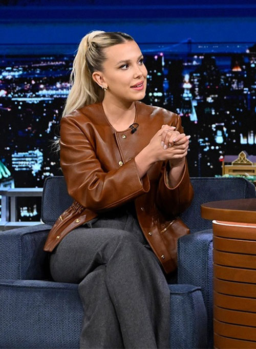 Millie Bobby Brown Leather Jacket - Click Image to Close