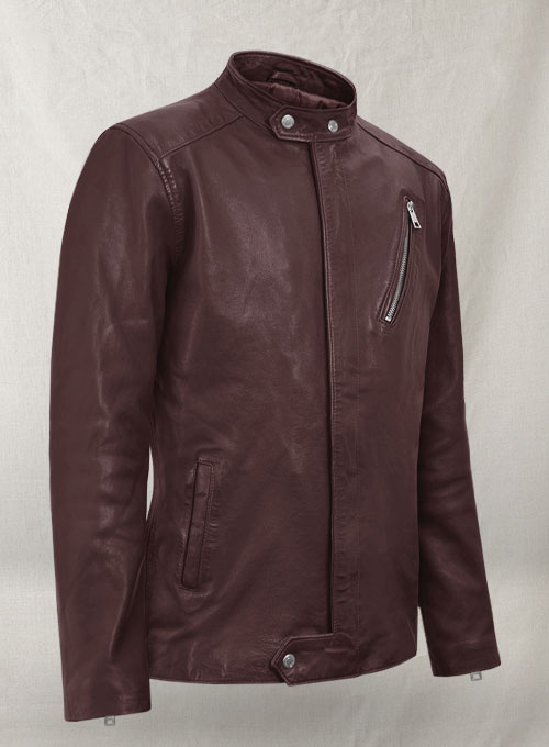 Motorad Burgundy Biker Leather Jacket - Click Image to Close