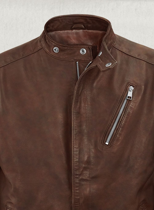 Motorad Spanish Brown Biker Leather Jacket - Click Image to Close