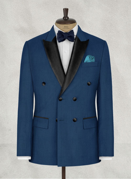 Napolean Casa Blue Wool Tuxedo Jacket Double Breasted