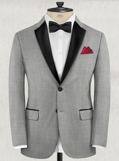 Napolean Worsted Light Gray Wool Tuxedo Jacket