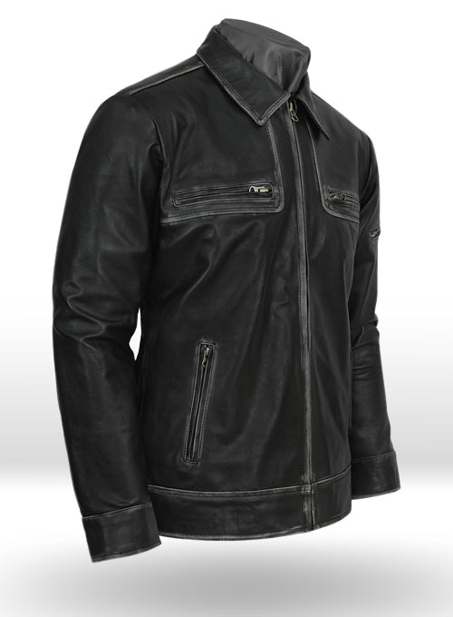 Ontario Rubbed Black Leather Jacket