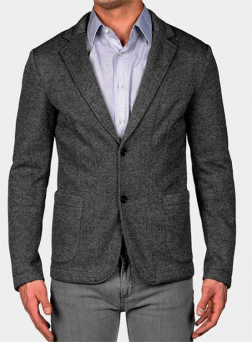 Reda Grey Melange Merino Wool Jersey Knit Custom Dress Shirt