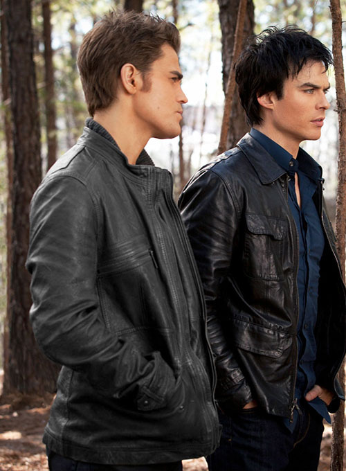 Paul Wesley Vampire Diaries Leather Jacket - Click Image to Close