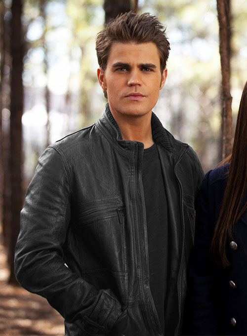 Paul Wesley Vampire Diaries Leather Jacket - Click Image to Close