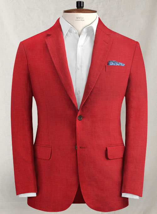 red linen jacket womens