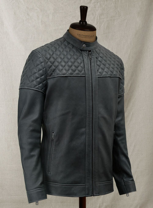 Quilted Panel Leather Jacket - Click Image to Close