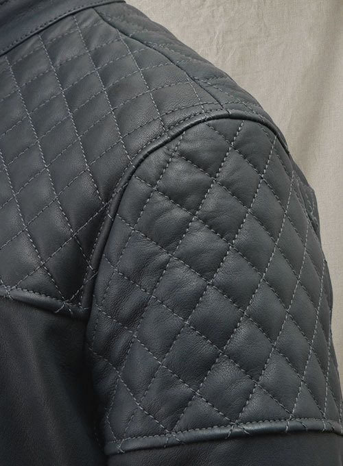 Quilted Panel Leather Jacket - Click Image to Close
