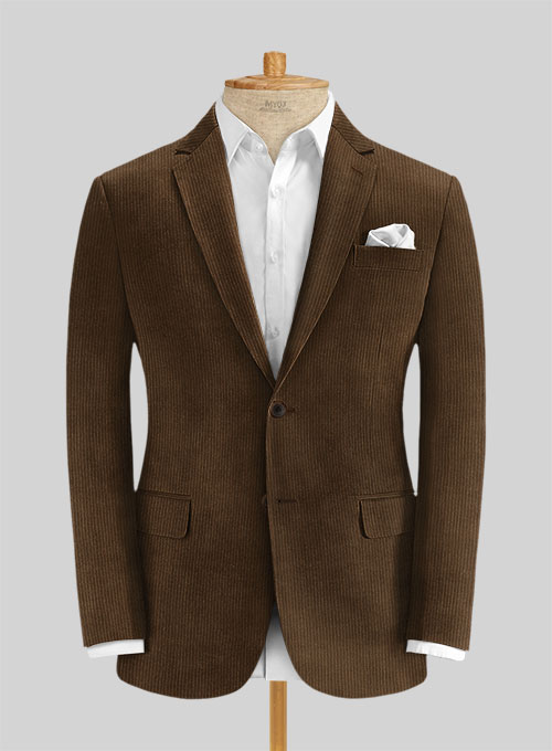 Rich Brown Thick Stretch Corduroy Jacket