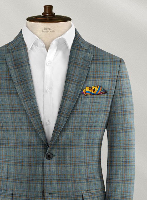 Reda Cay Blue Checks Wool Jacket - Click Image to Close