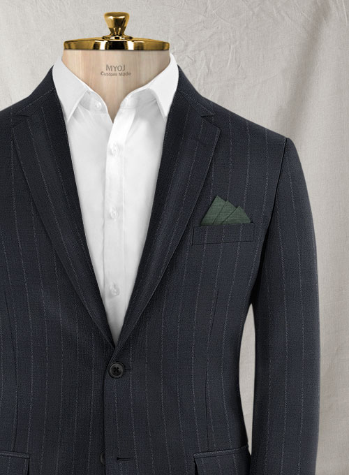 Reda Midnight Blue Stripes Wool Jacket