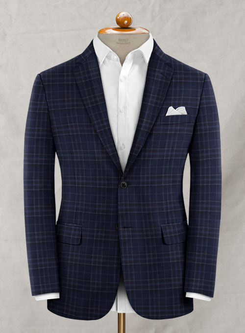 Reda Port Blue Checks Wool Jacket