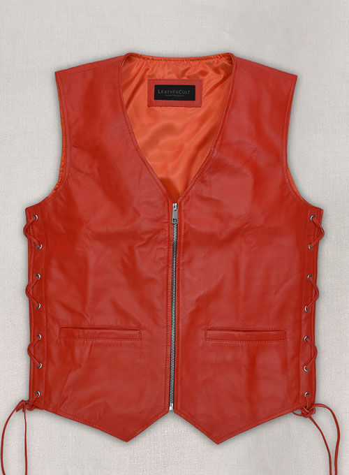 Red Leather Vest # 307