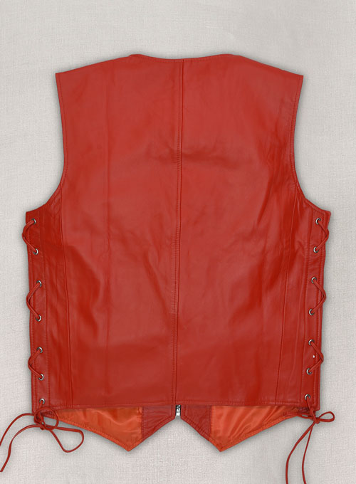 Red Leather Vest # 307