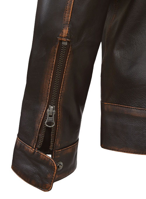 Reggie Rubbed Dark Brown Leather Jacket