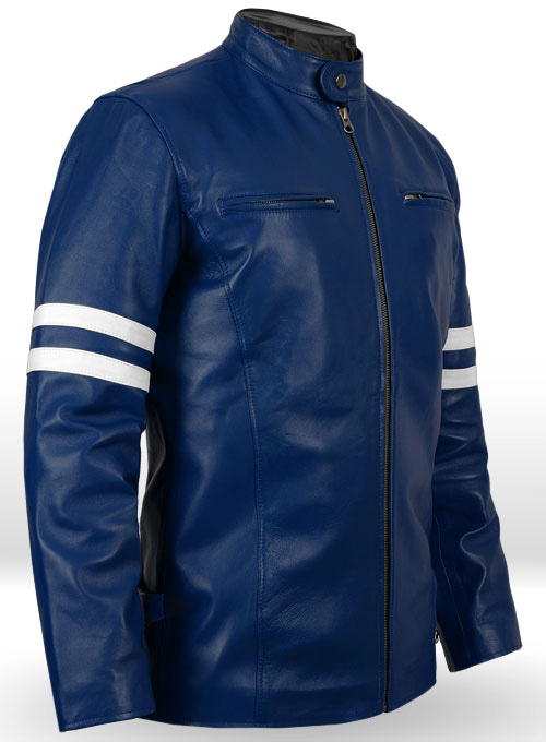 Rich Blue Leather Jacket # 887 - Click Image to Close