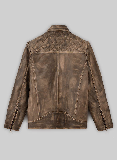 Rubbed Espanol Brown Roger Timber Leather Jacket -  M Regular