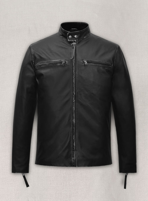 Rubbed Black Bradley Cooper Burnt Leather Jacket