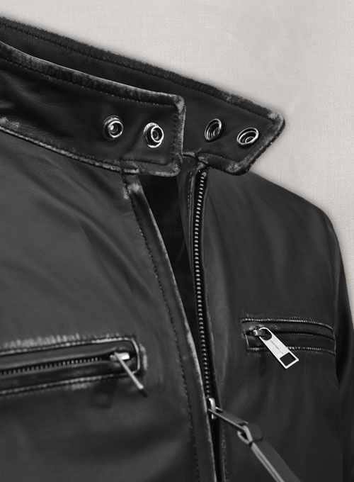 Rubbed Black Bradley Cooper Burnt Leather Jacket - Click Image to Close
