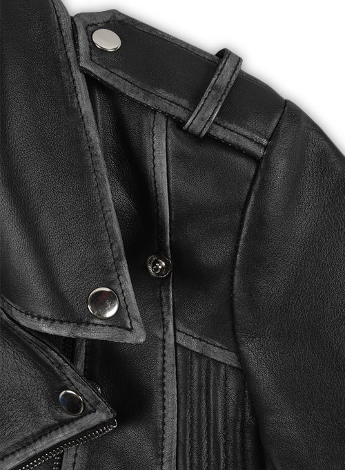 Rubbed Black Leather Jacket # 234 - Click Image to Close