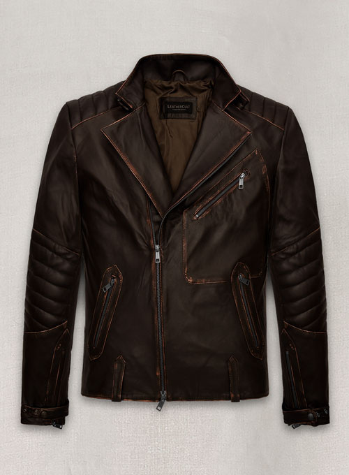 Rubbed Brown David Leather Jacket