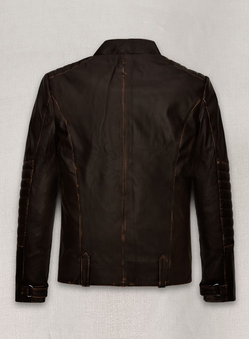Rubbed Brown David Leather Jacket - Click Image to Close