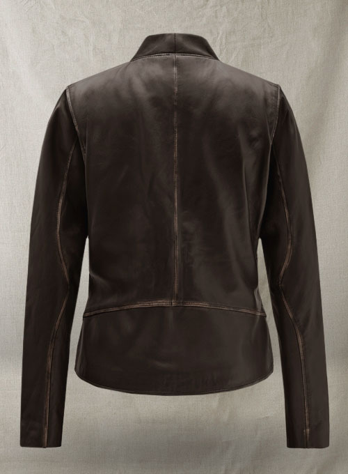 Rubbed Brown Leather Jacket # 287