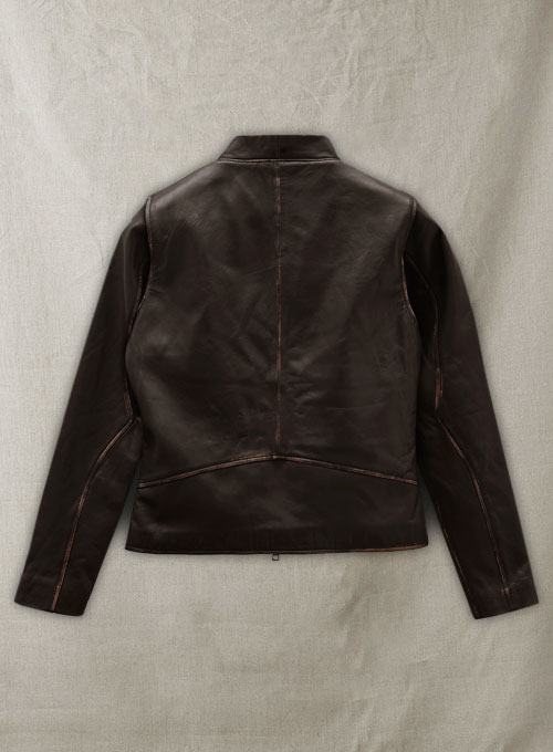 Rubbed Brown Leather Jacket # 287 - Click Image to Close