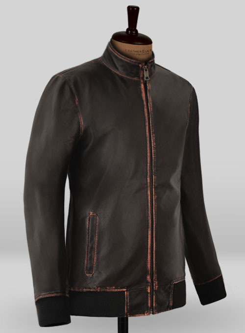 Rubbed Dark Brown Lionel Messi Leather Jacket #1