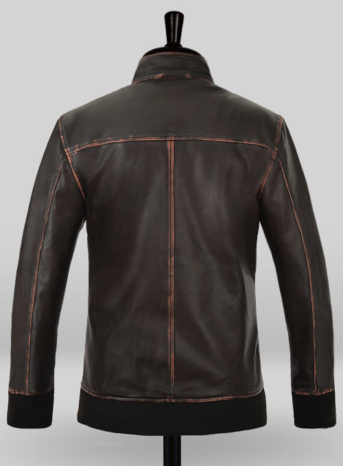 Rubbed Dark Brown Lionel Messi Leather Jacket #1