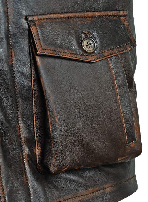 Rubbed Dark Brown Jensen Ross Supernatural 7 Leather Jacket - Click Image to Close
