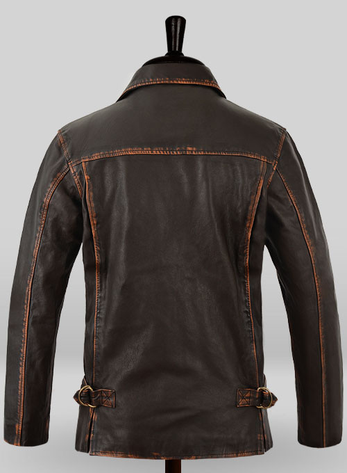 Rubbed Dark Brown Washed Indiana Jones Leather Jacket - Click Image to Close