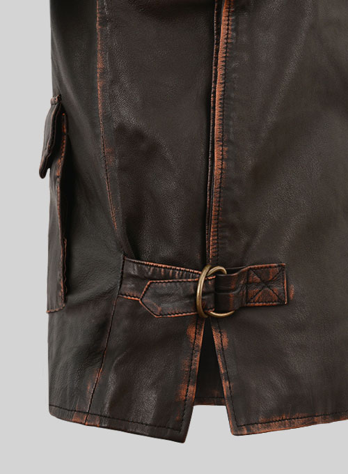 Rubbed Dark Brown Washed Indiana Jones Leather Jacket - Click Image to Close