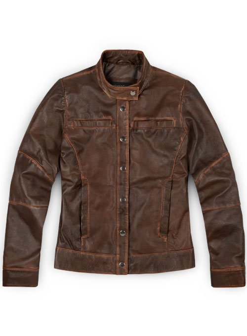 Rubbed Tan Washed Leather Jacket # 536