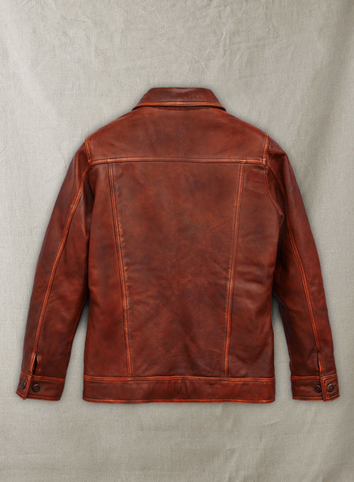 Rubbed Tan Washed Leather Jacket #515 - 40 Female - Click Image to Close