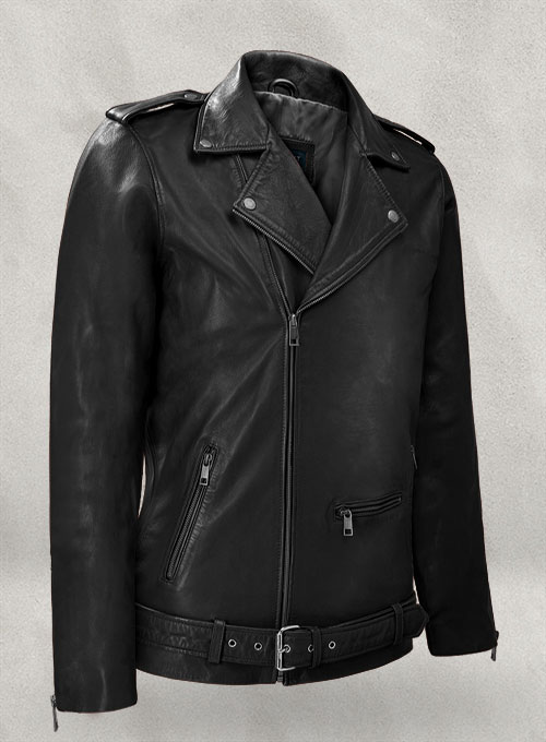 Black Classic mens leather biker Best traditional motorcycle jacket