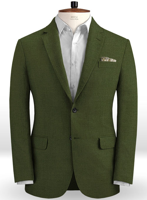 Safari Olive Green Cotton Linen Jacket 