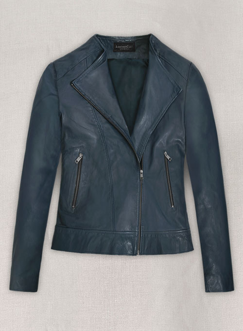 Soft Winsor Blue Washed & Wax Leather Jacket # 237