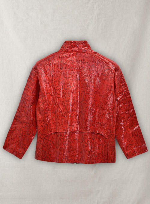 Shiny Red Python Leather Jacket # 265 - 46 Female - Click Image to Close