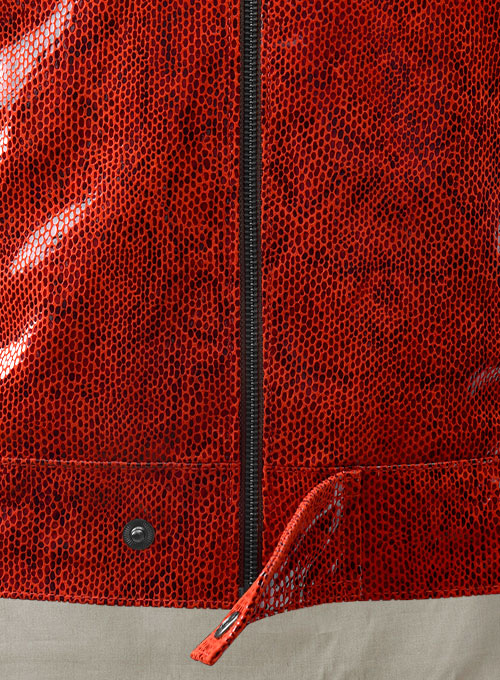 Shiny Red Python Leather Jacket #889