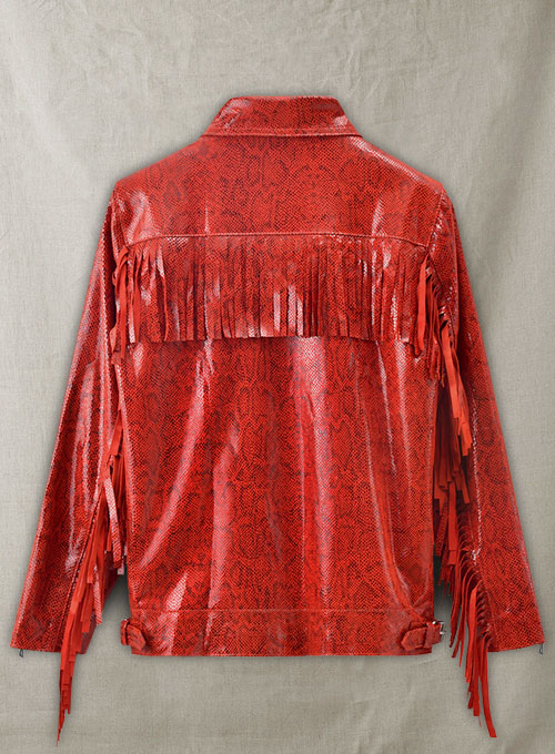 Shiny Red Python Leather Jacket #889