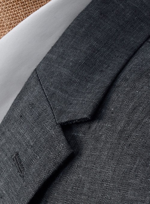 Slate Gray Pure Linen Jacket - Click Image to Close