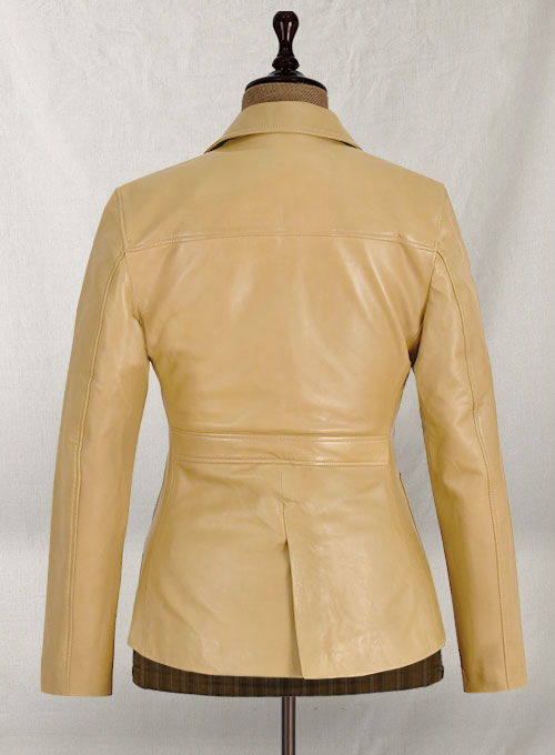 Soft Beige Jennifer Aniston Friends Season 5 Leather Blazer