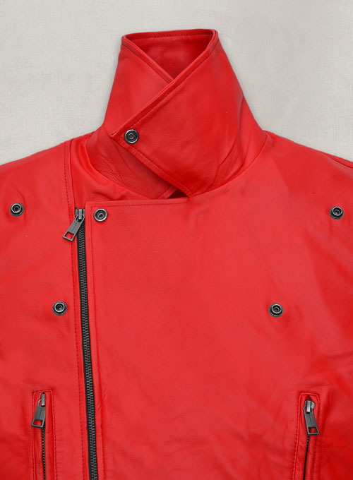 Soft Blood Red Leather Jacket # 903